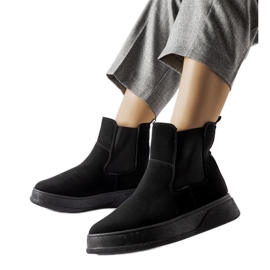 Botine Benilde negre cu platforma negru