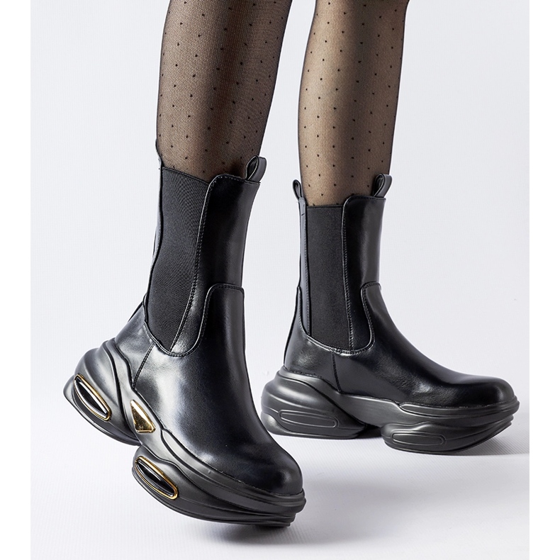 Big Star Botine negre masive Sant'Egidio cu slip-on negru