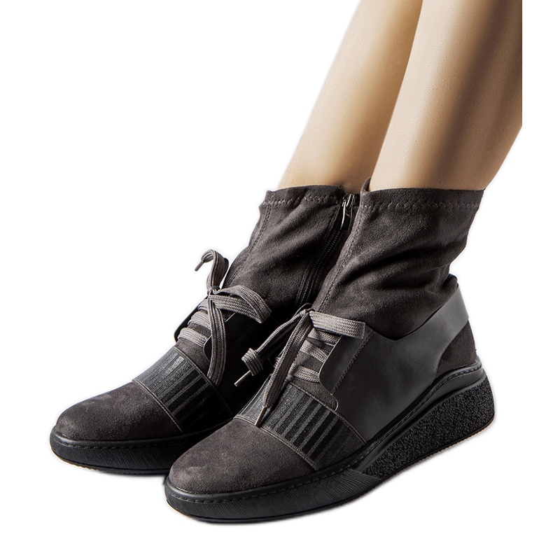 Botine cu pană cu șosetă Spoleto gri