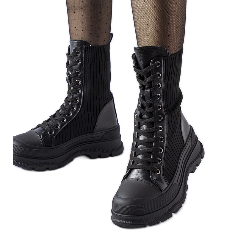 Muncitori cu șosete negre cu talpă Vitto groasă negru Muncitori cu șosete negre cu talpă Vitto groasă negru