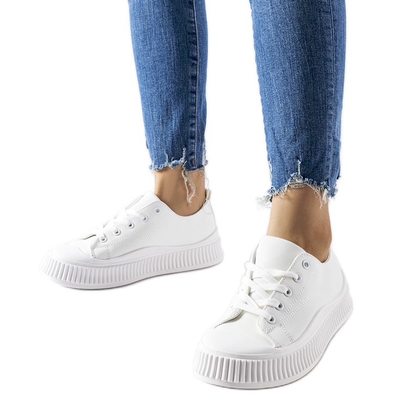 Tenisi albi cu platformă Erbezzo