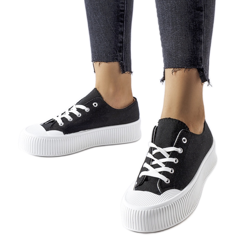 Adidași negri pe o platformă albă Fortunata negru Adidași negri pe o platformă albă Fortunata negru