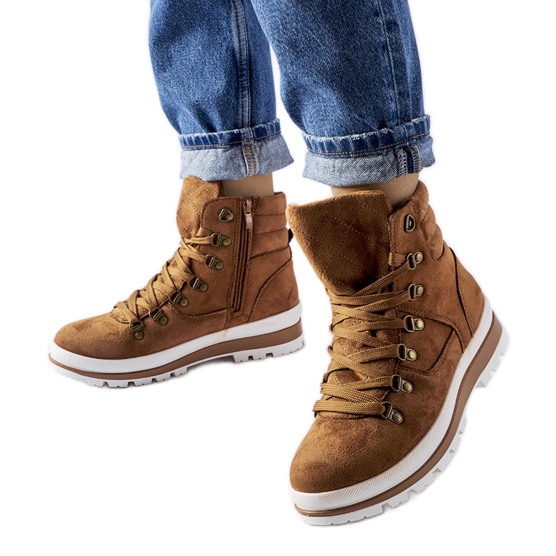 Pantofi de trekking izolați caramel Mazara maro