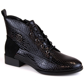 Cizme de dama din piele lacuita, negru izolat, Filippo DBT4824 Cizme de dama din piele lacuita, negru izolat, Filippo DBT4824