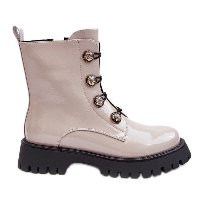 S.Barski Botine izolate de damă cu nasturi decorativi D&amp;A MR870-51 Bej deschis