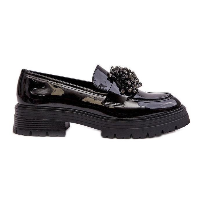 WD1 Pantofi de dama din piele lacuta decorati negru Annela WD1 Pantofi de dama din piele lacuta decorati negru Annela