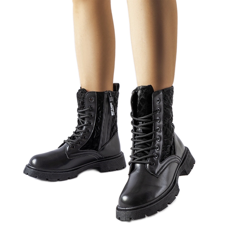 Cizme negre decorate cu matlasare Jalbert negru