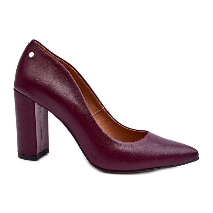 Pompi din piele pe toc inalt Laura Messi 2624/228 Burgundy roșu