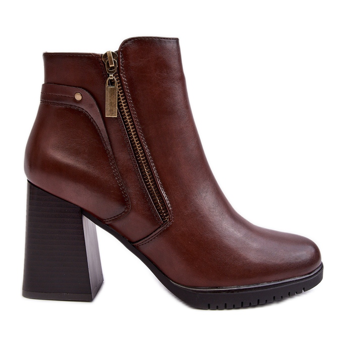 Sergio Leone Botine De Damă Cu Toc Înalt Cu Fermoare, Maro Ryelle Sergio Leone Botine De Damă Cu Toc Înalt Cu Fermoare, Maro Ryelle