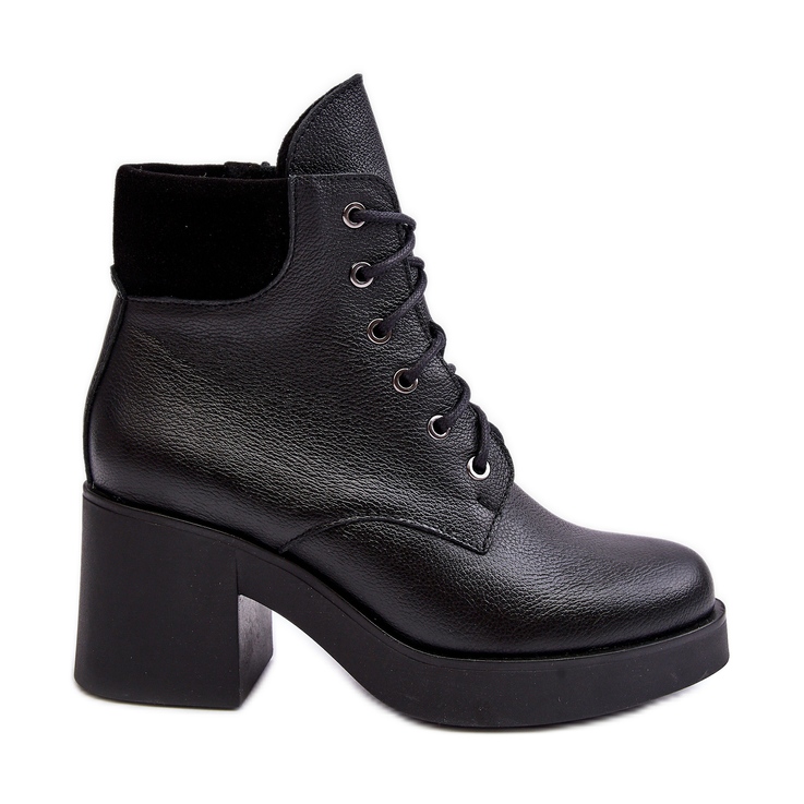 Botine de damă din piele cu toc înalt negru Lemar Leocera Botine de damă din piele cu toc înalt negru Lemar Leocera