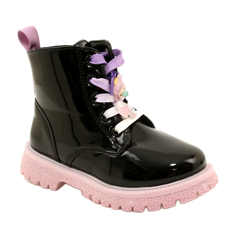 Cizme Lăcuite Cu Agrafe Decorative Miss 23DZ23-6582 negru