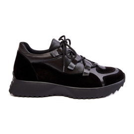 Pantofi sport de damă din piele M01/2 Zazoo Black negru Pantofi sport de damă din piele M01/2 Zazoo Black negru
