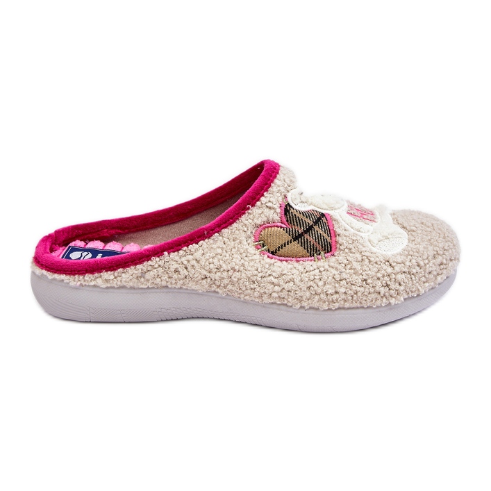 Papuci de casă pentru femei cu ursuleț de pluș Inblu EC000095 bej