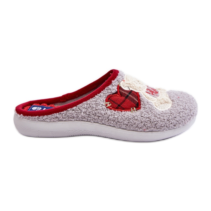 Papuci de casă pentru femei cu ursuleț de pluș Inblu EC000095 gri