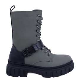 Cizme plate cu șireturi Kieran Green verde