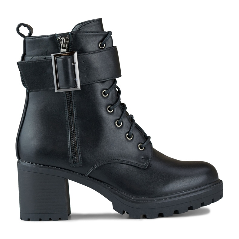 Botine negre de dama cu catarama mare negru