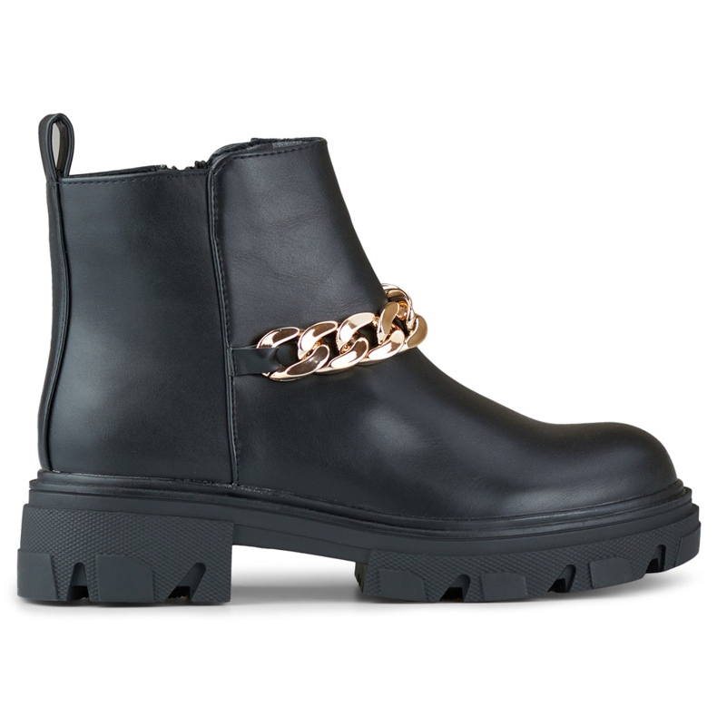 Botine de dama cu lant din piele ecologica negru Botine de dama cu lant din piele ecologica negru