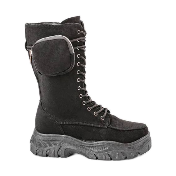 Pantaloni muncitori negri cu buzunar Vera negru