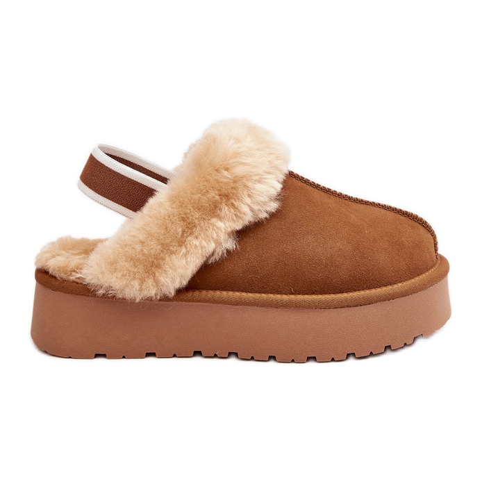 Papuci De Dama Platforma Cu Blana Camel Sophienne maro Papuci De Dama Platforma Cu Blana Camel Sophienne maro