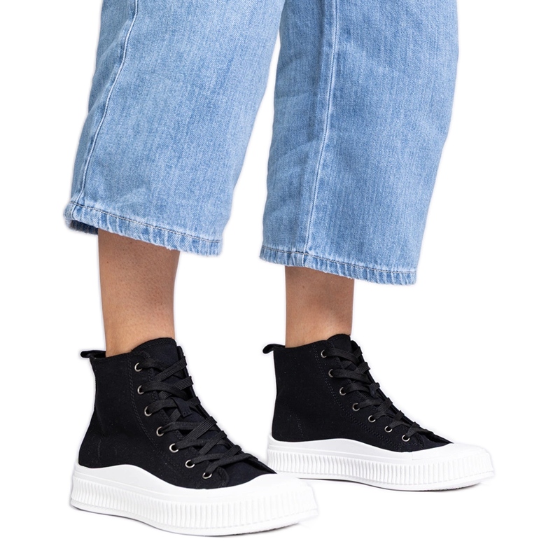 Tenisi negri cu platformă înaltă de la Guerrino negru