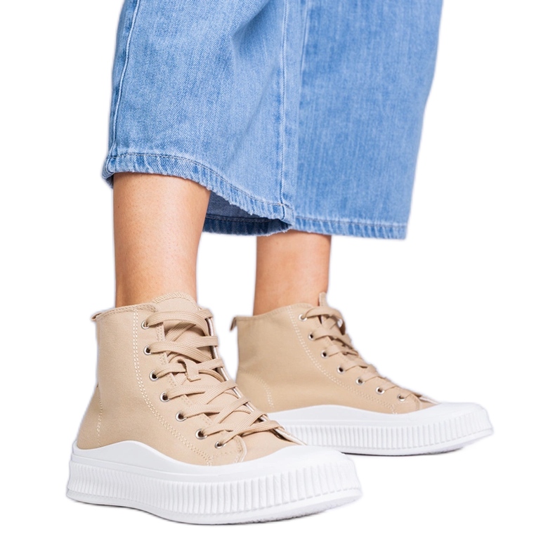 Adidași cu platformă bej închis de la Guerrino