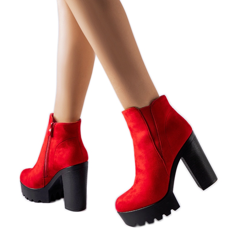 Botine roșii Indiprete din piele ecologică roșu Botine roșii Indiprete din piele ecologică roșu