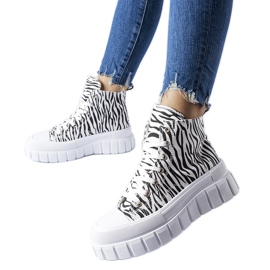 Adidași cu platformă înaltă cu model zebră Fiave alb
