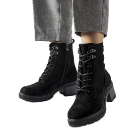 Botine negre cu siret de la Clementina negru Botine negre cu siret de la Clementina negru