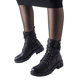 Botine negre cu fermoar decorativ Emarese negru Botine negre cu fermoar decorativ Emarese negru