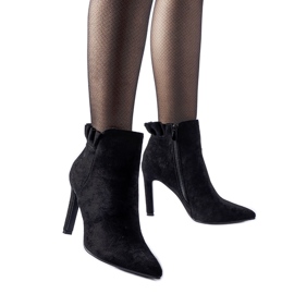 Botine negre cu volan pe toc Dolcelino negru