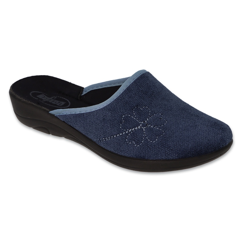 Befado papuci de damă din pu 552D022 bleumarin cu broderie albastru