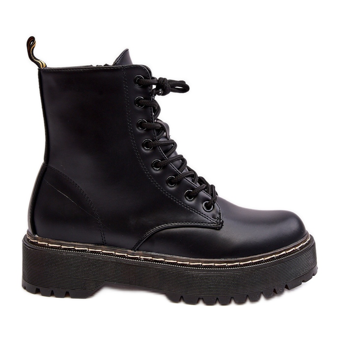 Botine de damă cu șireturi Black Maddis negru