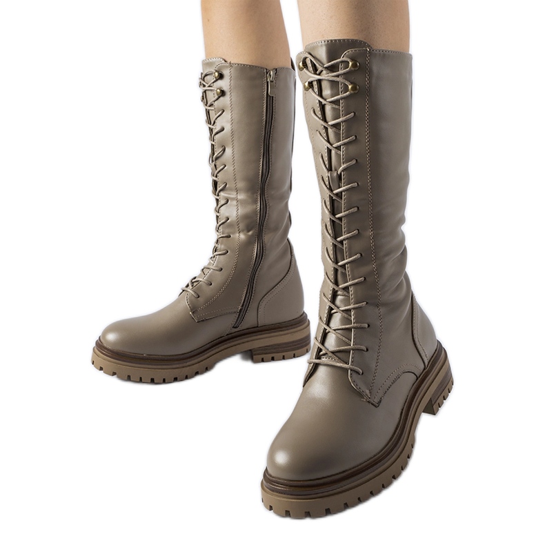 Lucrători Montepiano maro cu șireturi înalte