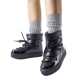 Cizme de zapada izolate negre cu elastic Oslavia negru