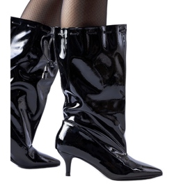 Cizme negre Clinton cu toc jos negru