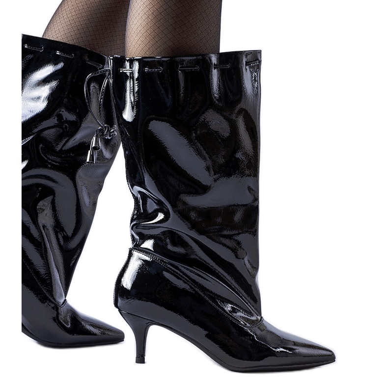 Cizme negre Clinton cu toc jos negru