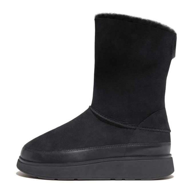 Cizme scurte din shearling cu două fețe FitFlop GEN-FF W GO9-090 negru