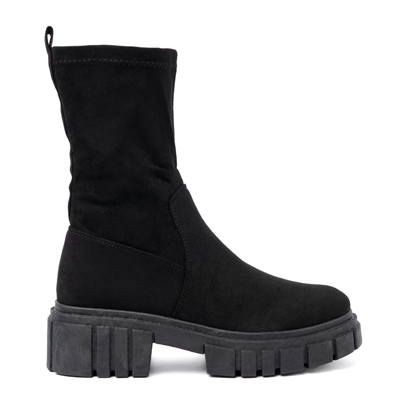 Botine de damă Shelovet de piele de căprioară neagră negru