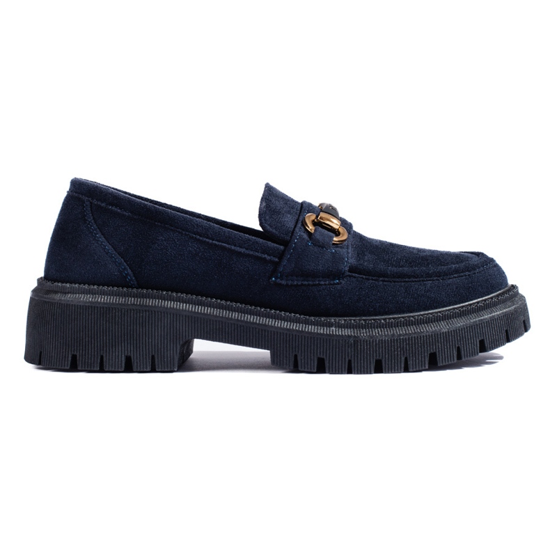 Mocasini de dama de piele intoarsa bleumarin Shelovet albastru