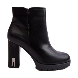 Botine De Dama Toc Inalt Cu Fermoar, Rasoda Neagra negru