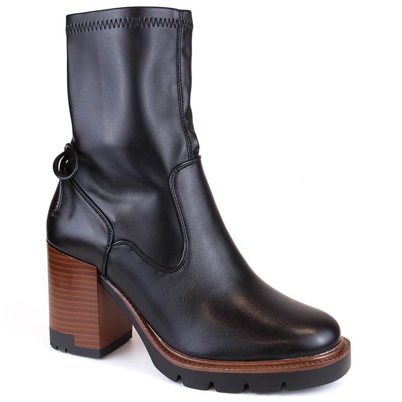 Botine de dama cu toc inalt si platforma, izolatoare Potocki negre SZ12258 negru Botine de dama cu toc inalt si platforma, izolatoare Potocki negre SZ12258 negru