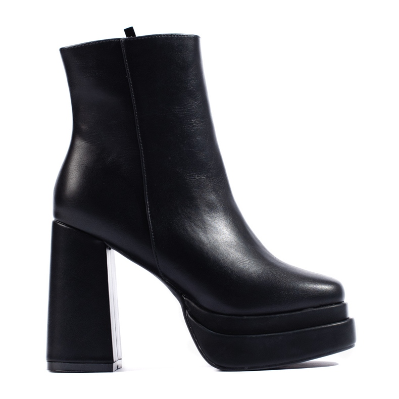 Botine negre Shelovet cu toc înalt negru