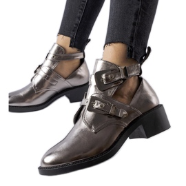 Botine de la Ritaldi, metalice închise, croite argint