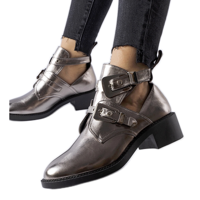 Botine de la Ritaldi, metalice închise, croite argint