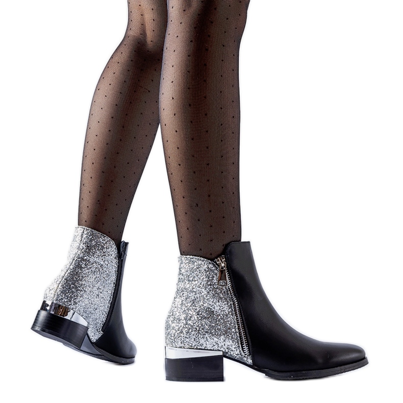 Botine negre cu spatele lucios Olindo negru