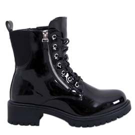 Botine cu șireturi vopsite în Dendy Black negru
