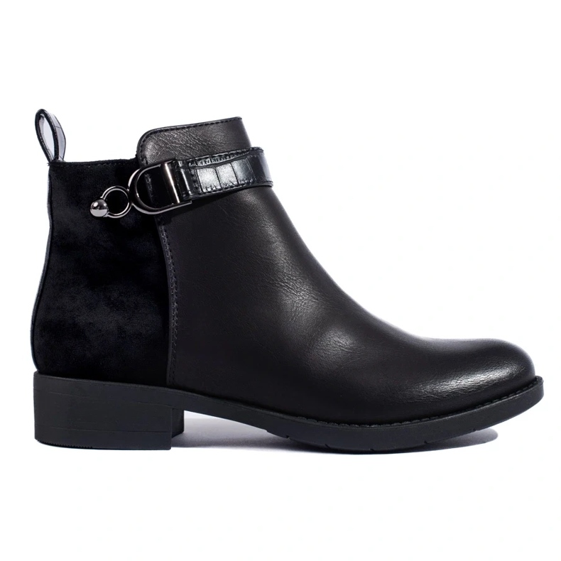 SHELOVET Botine de dama clasice negre negru