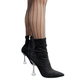 Botine Ferguson negre cu toc decorativ negru