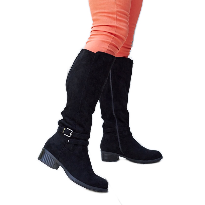 Cizme negre izolate din piele intoarsa ecologica de la Aldisio negru