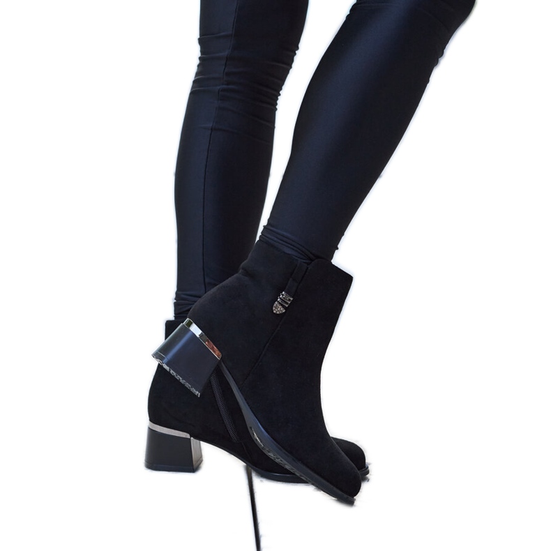 Cizme negre elegante cu strasuri Bocconi negru